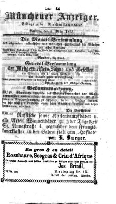 Münchener Anzeiger (Münchner neueste Nachrichten) Sonntag 5. März 1865