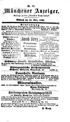 Münchener Anzeiger (Münchner neueste Nachrichten) Mittwoch 22. März 1865