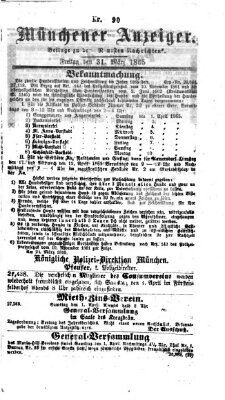 Münchener Anzeiger (Münchner neueste Nachrichten) Freitag 31. März 1865