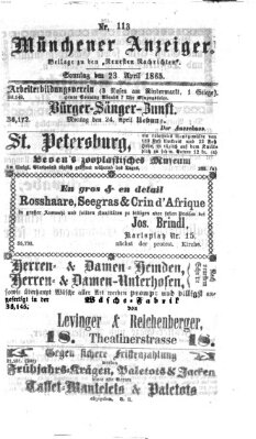 Münchener Anzeiger (Münchner neueste Nachrichten) Sonntag 23. April 1865