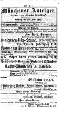 Münchener Anzeiger (Neueste Nachrichten aus dem Gebiete der Politik) Dienstag 20. Juni 1865
