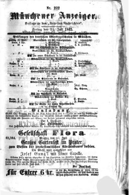 Münchener Anzeiger (Neueste Nachrichten aus dem Gebiete der Politik) Freitag 21. Juli 1865