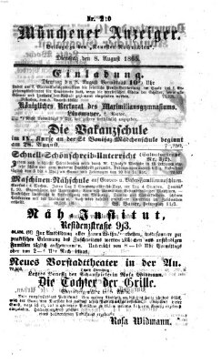 Münchener Anzeiger (Münchner neueste Nachrichten) Dienstag 8. August 1865