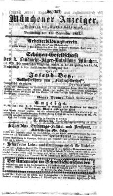 Münchener Anzeiger (Neueste Nachrichten aus dem Gebiete der Politik) Donnerstag 14. September 1865