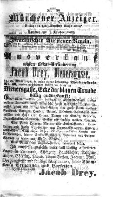 Münchener Anzeiger (Münchner neueste Nachrichten) Samstag 7. Oktober 1865