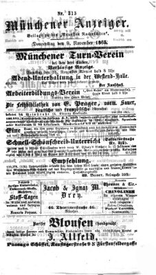 Münchener Anzeiger (Neueste Nachrichten aus dem Gebiete der Politik) Donnerstag 9. November 1865