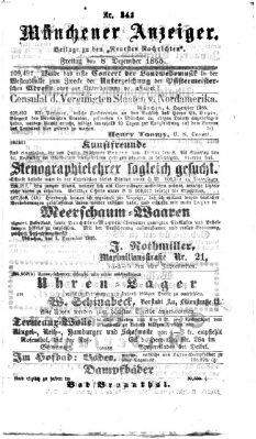 Münchener Anzeiger (Neueste Nachrichten aus dem Gebiete der Politik) Freitag 8. Dezember 1865