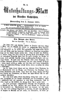 Neueste Nachrichten aus dem Gebiete der Politik Donnerstag 5. Januar 1865