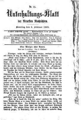 Neueste Nachrichten aus dem Gebiete der Politik (Münchner neueste Nachrichten) Sonntag 5. Februar 1865