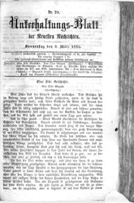 Neueste Nachrichten aus dem Gebiete der Politik Donnerstag 9. März 1865