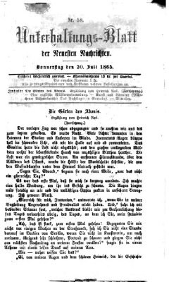 Neueste Nachrichten aus dem Gebiete der Politik Donnerstag 20. Juli 1865