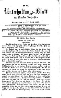 Neueste Nachrichten aus dem Gebiete der Politik (Münchner neueste Nachrichten) Donnerstag 27. Juli 1865