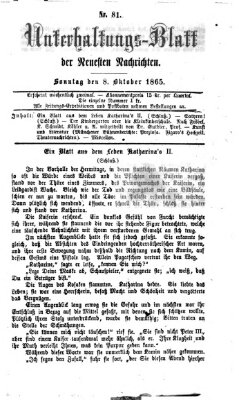 Neueste Nachrichten aus dem Gebiete der Politik (Münchner neueste Nachrichten) Sonntag 8. Oktober 1865
