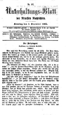 Neueste Nachrichten aus dem Gebiete der Politik Sonntag 3. Dezember 1865