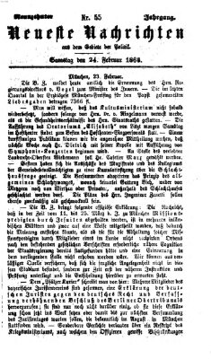 Neueste Nachrichten aus dem Gebiete der Politik (Münchner neueste Nachrichten) Samstag 24. Februar 1866