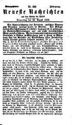 Neueste Nachrichten aus dem Gebiete der Politik (Münchner neueste Nachrichten) Donnerstag 23. August 1866