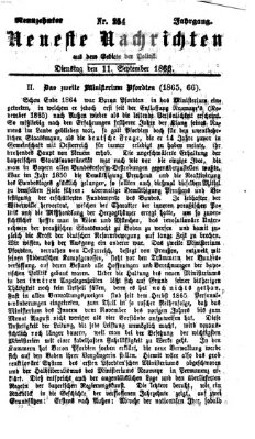 Neueste Nachrichten aus dem Gebiete der Politik (Münchner neueste Nachrichten) Dienstag 11. September 1866