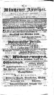 Münchener Anzeiger (Neueste Nachrichten aus dem Gebiete der Politik) Samstag 6. Januar 1866