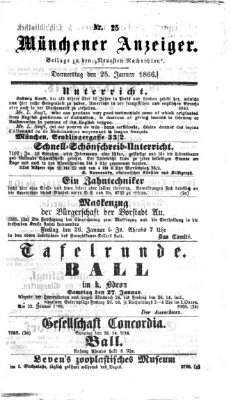 Münchener Anzeiger (Neueste Nachrichten aus dem Gebiete der Politik) Donnerstag 25. Januar 1866