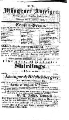 Münchener Anzeiger (Neueste Nachrichten aus dem Gebiete der Politik) Mittwoch 7. Februar 1866