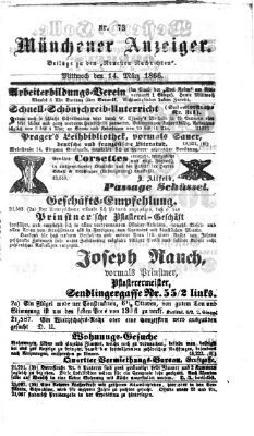 Münchener Anzeiger (Münchner neueste Nachrichten) Mittwoch 14. März 1866
