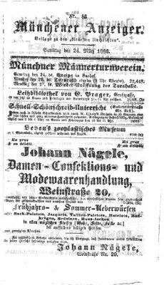 Münchener Anzeiger (Neueste Nachrichten aus dem Gebiete der Politik) Samstag 24. März 1866