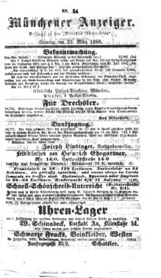 Münchener Anzeiger (Münchner neueste Nachrichten) Sonntag 25. März 1866