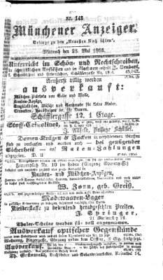 Münchener Anzeiger (Neueste Nachrichten aus dem Gebiete der Politik) Mittwoch 23. Mai 1866