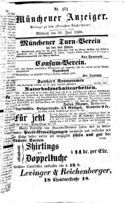 Münchener Anzeiger (Münchner neueste Nachrichten) Mittwoch 20. Juni 1866