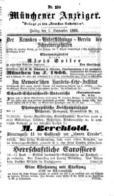 Münchener Anzeiger (Münchner neueste Nachrichten) Freitag 7. September 1866