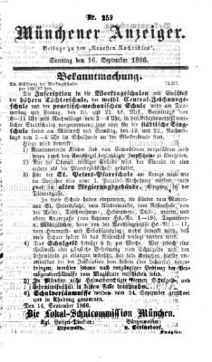 Münchener Anzeiger (Münchner neueste Nachrichten) Sonntag 16. September 1866