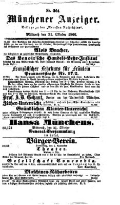 Münchener Anzeiger (Neueste Nachrichten aus dem Gebiete der Politik) Mittwoch 31. Oktober 1866