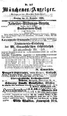 Münchener Anzeiger (Neueste Nachrichten aus dem Gebiete der Politik) Dienstag 13. November 1866