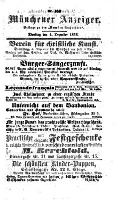 Münchener Anzeiger (Münchner neueste Nachrichten) Dienstag 4. Dezember 1866