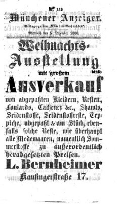 Münchener Anzeiger (Münchner neueste Nachrichten) Mittwoch 5. Dezember 1866