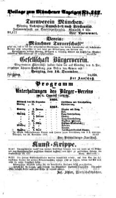 Münchener Anzeiger (Neueste Nachrichten aus dem Gebiete der Politik) Samstag 8. Dezember 1866
