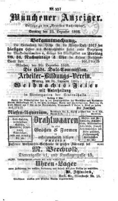 Münchener Anzeiger (Münchner neueste Nachrichten) Sonntag 23. Dezember 1866