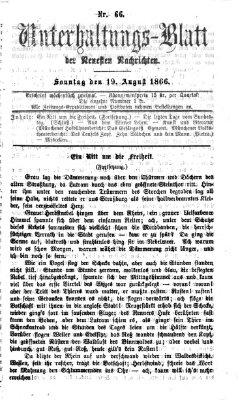 Neueste Nachrichten aus dem Gebiete der Politik (Münchner neueste Nachrichten) Sonntag 19. August 1866