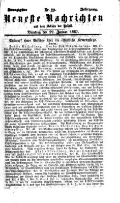 Neueste Nachrichten aus dem Gebiete der Politik Dienstag 29. Januar 1867