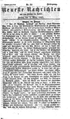 Neueste Nachrichten aus dem Gebiete der Politik (Münchner neueste Nachrichten) Freitag 1. März 1867