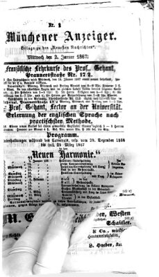 Münchener Anzeiger (Münchner neueste Nachrichten) Mittwoch 2. Januar 1867