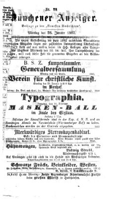 Münchener Anzeiger (Neueste Nachrichten aus dem Gebiete der Politik) Montag 28. Januar 1867