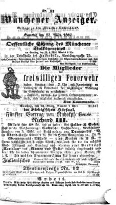 Münchener Anzeiger (Münchner neueste Nachrichten) Samstag 23. März 1867