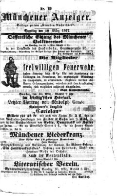 Münchener Anzeiger (Münchner neueste Nachrichten) Samstag 30. März 1867