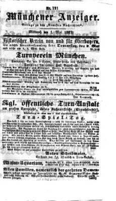 Münchener Anzeiger (Neueste Nachrichten aus dem Gebiete der Politik) Mittwoch 1. Mai 1867