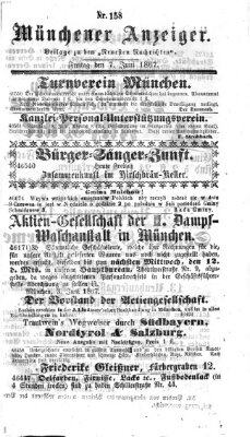 Münchener Anzeiger (Münchner neueste Nachrichten) Freitag 7. Juni 1867