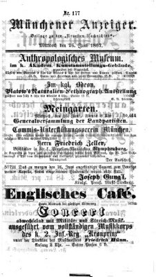 Münchener Anzeiger (Münchner neueste Nachrichten) Mittwoch 26. Juni 1867