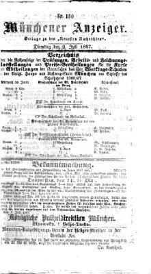 Münchener Anzeiger (Neueste Nachrichten aus dem Gebiete der Politik) Dienstag 9. Juli 1867