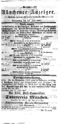 Münchener Anzeiger (Münchner neueste Nachrichten) Donnerstag 18. Juli 1867