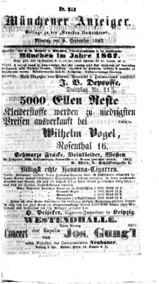 Münchener Anzeiger (Neueste Nachrichten aus dem Gebiete der Politik) Montag 9. September 1867